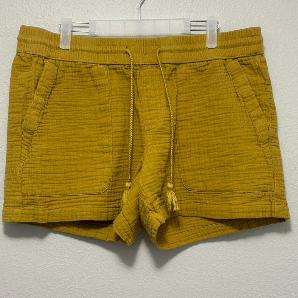 Sonoma Goods For Life Cotton Gauze Shorts Womens L Mustard Yellow Tassel Boho